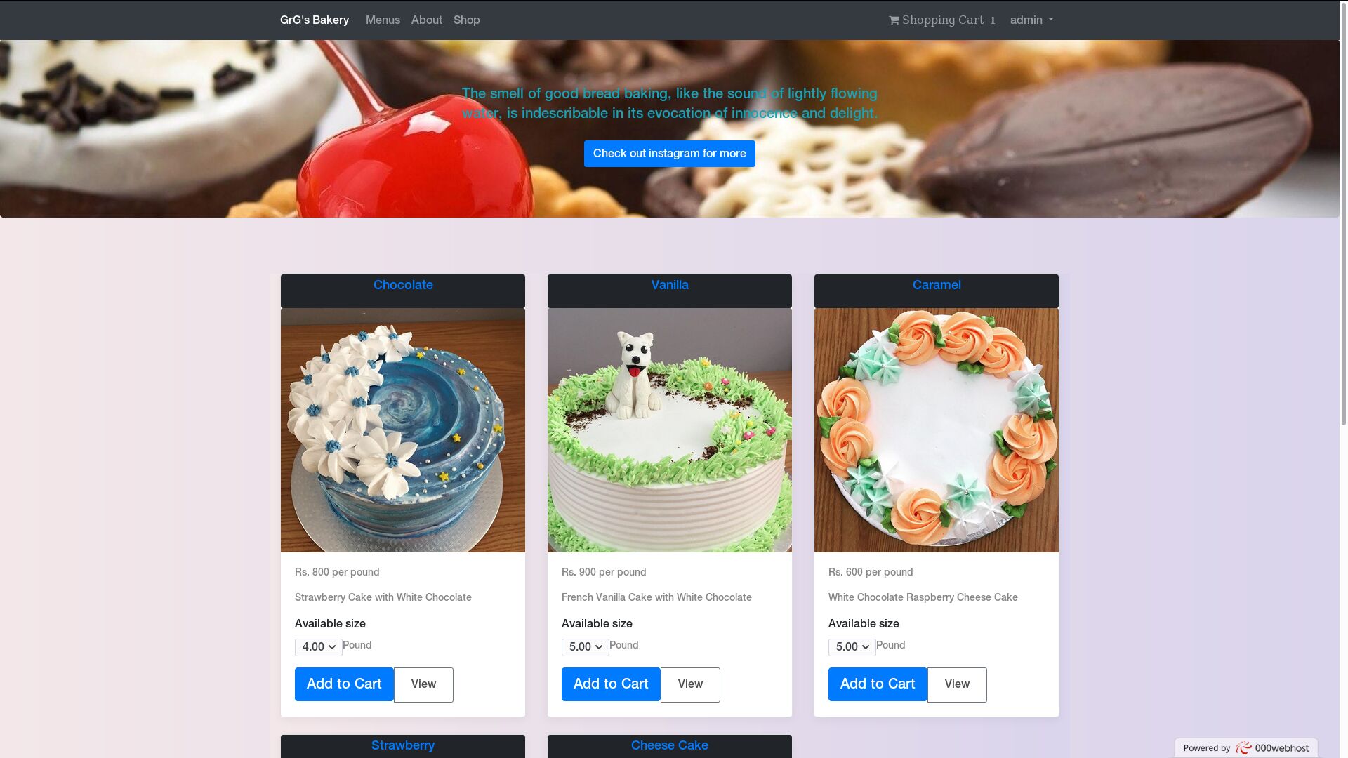 Bakery Web Application Screenshot